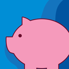 Fat huge pink pig plump like piggy bank with sharp ear and small round eye Design business concept Empty copy text for Web banners promotional material mock up template.