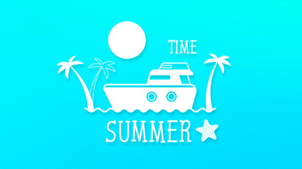 Summer Holidays In Boat On The Ocean Tropical Background . Vector