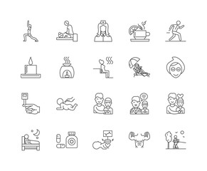Health and therapy line icons, linear signs, vector set, outline concept illustration