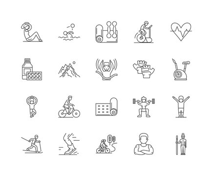 Health Club Line Icons, Linear Signs, Vector Set, Outline Concept Illustration