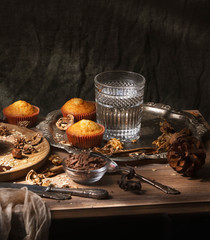 making muffins and chocolate