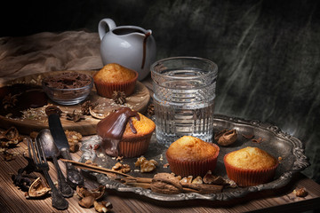making muffins and chocolate