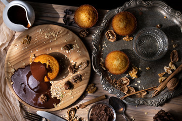 making muffins and chocolate