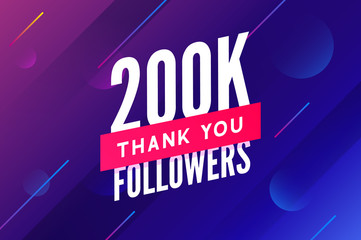 200000 followers vector. Greeting social card thank you followers. Congratulations 200k follower design template
