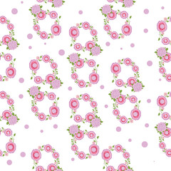 Pink floral wreath texture vector seamless pattern. Suitable for wallpaper, background, invitation, gift wrap design projects.