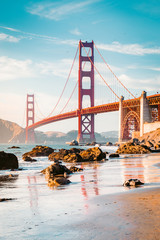 Golden Gate Bridge at sunset, San Francisco, California, USA