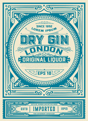 Vintage Gin label template. vector layered