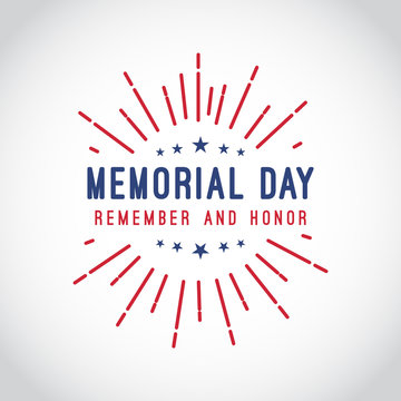 Happy Memorial Day. Remember and honor with united states of america flag, Vector illustration.