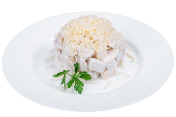 Fresh meat and mushroom salad