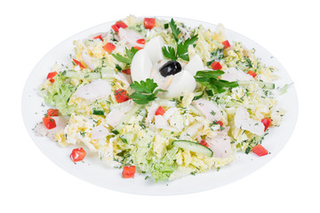 Fresh spring salad on white background