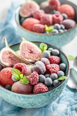 Yummy ice cream sorbet with mix of summer fruits