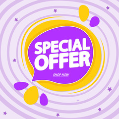 Special Offer, sale banner design template, discount speech bubble tag, app icon, vector illustration