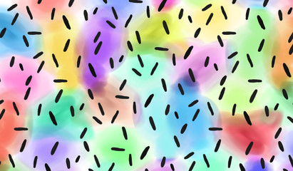 Abstract colorful brush strokes doodles and color blocks