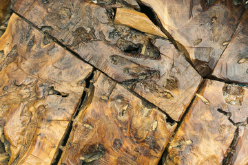 texture surface of roughly treated wood varnished