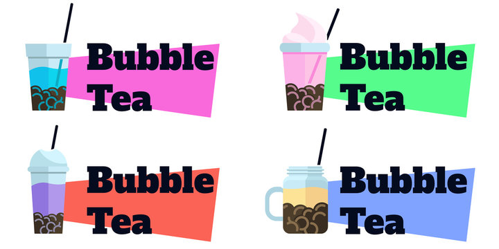 Set of bubble tea badges Vector flat labels