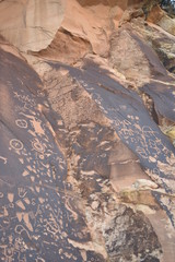 Canyonland National Park, Utah. U.S.A. Ancient "Newspaper" Native American petroglyphs.