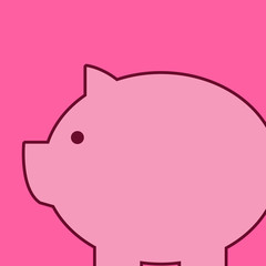 Fat huge pink pig plump like piggy bank with sharp ear and small round eye Design business concept Empty copy space modern abstract background