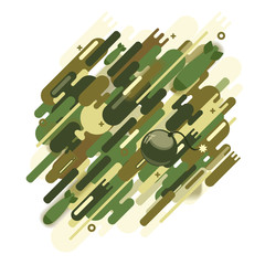 Camouflage style, army or hunting stylized drawing of a protective form