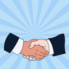 Hand Shake Multiracial Male Business Partners Colleagues Formal Shirt Suit Business Empty template for Layout for invitation greeting card promotion poster voucher