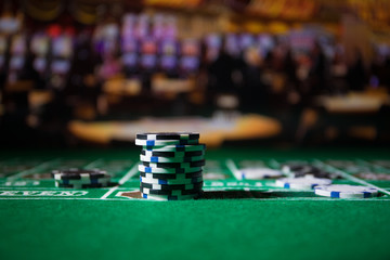 Fototapeta premium Casino element isolation on the colorful, Slot machine, Roulette while, Dice, Casino chip - image