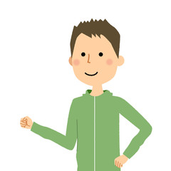 若い男性　ウォーキング