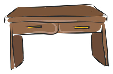 Table hand drawn design, illustration, vector on white background. © Morphart