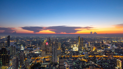 Night panorama of the Metropolis Bangkok City downtown cityscape urban skyline tower Thailand on April 2019 - City scape Bangkok city panoramic Thailand