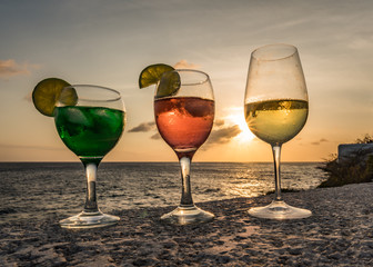 Cocktails at sunset Views around the Caribbean Island of Curacao