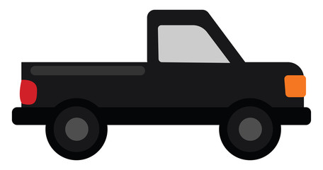 Clipart of a pickup truck set on isolated white background viewed from the side, vector or color illustration © Morphart