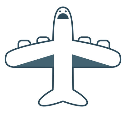 Emoji of the screaming plane at flight, vector or color illustration
