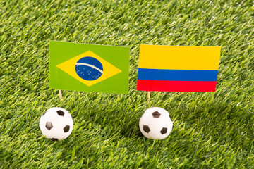 Fototapeta premium Brazil vs Colombia, South American soccer.