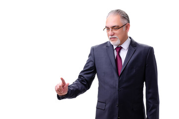 Aged businessman employee isolated on white 