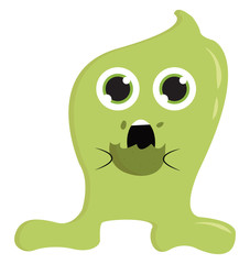 Green monster eating cookie, vector or color illustration. © Morphart