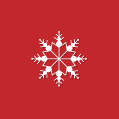 White snowflake isolated on red background. Snowflake icons. Snowflake for design Christmas and New Year banner and cards.