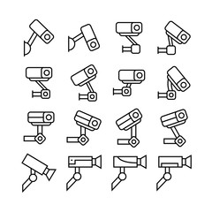 CCTV icons set, line theme