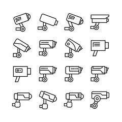 CCTV icons set, line theme