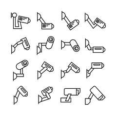 CCTV icons set, line theme