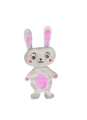 grey toy Bunny with pink tummy and ears pink che