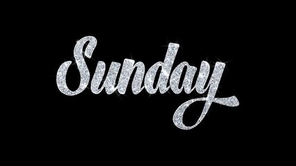 Sunday Blinking Text Greetings card Abstract Blinking Sparkle Glitter Particle Looped Background. Gift, card, Invitation, Celebration, Events, Message, Holiday Festival