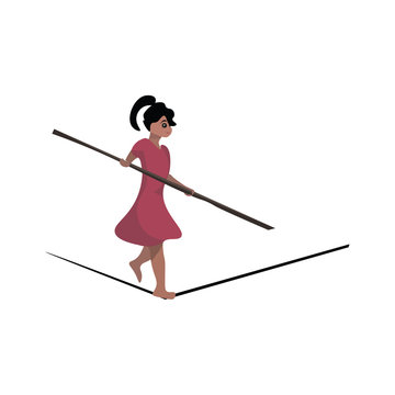 Rope Dancer, Vector Or Color Illustration.