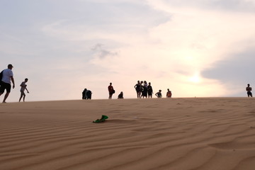 Fototapeta na wymiar beautiful red sand dunes on sunset