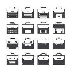 business bag and briefcase icons set