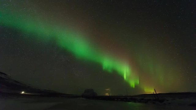 Northern light aurora borealis in clear sky night in iceland.natural landscape of light phenomenon in iceland.