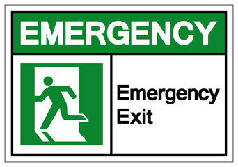 Emergency Exit Symbol Sign, Vector Illustration, Isolate On White Background Label. EPS10