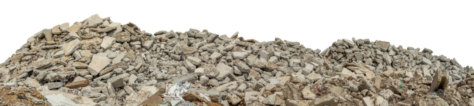 Ruined rubble isolated on white background have clipping path