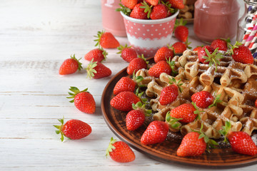 Waffles with strawberry