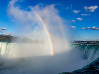 Double Rainbow in Niagara Falls, Horseshoe Falls, Ontario, Canada