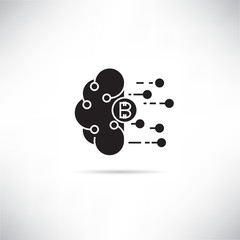 brain and bitcoin technology concept icon