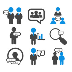 Set of businessman. People group icon isolated flat design on white background