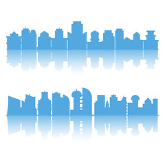 Obraz premium blue city skyline building and shadow